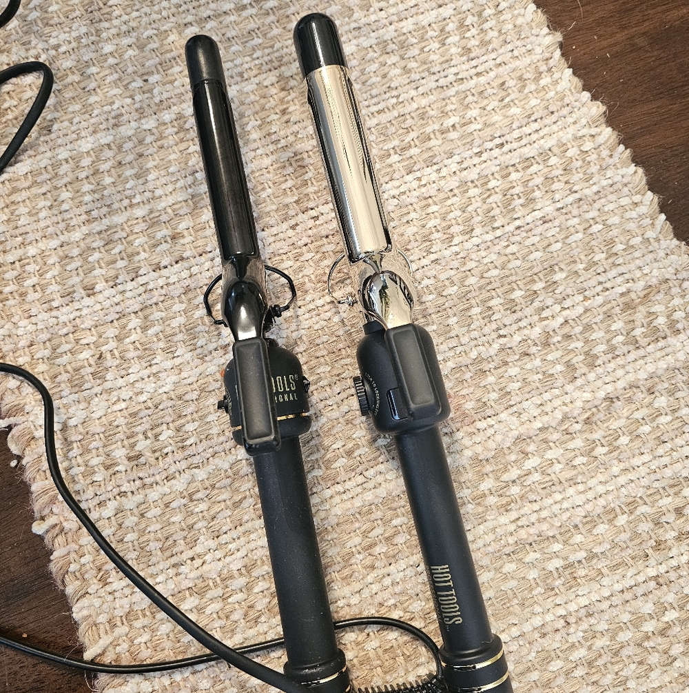 Hot Tools Professional Black And Gold Set Of Curling Irons 3/4 & 1 Inch